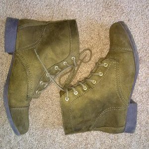 Olive Green Lace Up Boots